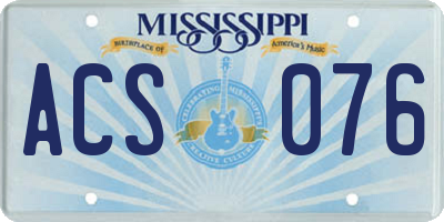 MS license plate ACS076