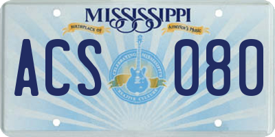 MS license plate ACS080