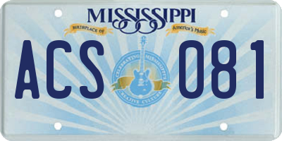 MS license plate ACS081