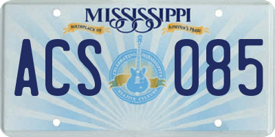 MS license plate ACS085
