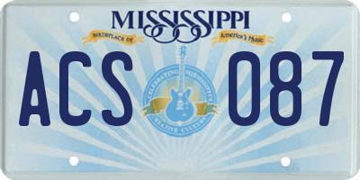 MS license plate ACS087