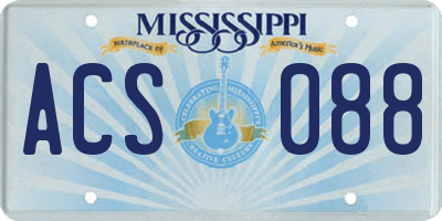 MS license plate ACS088