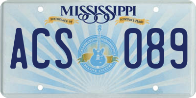 MS license plate ACS089