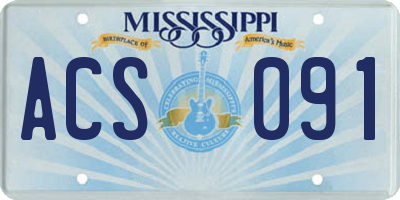 MS license plate ACS091