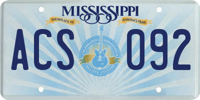 MS license plate ACS092
