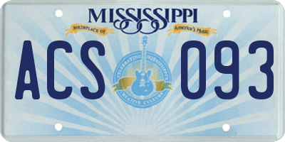MS license plate ACS093