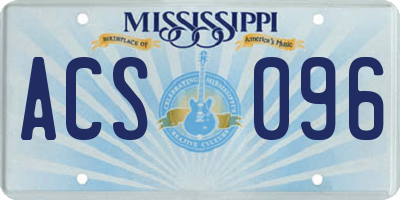 MS license plate ACS096