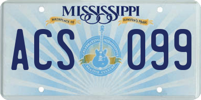 MS license plate ACS099