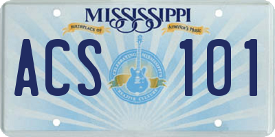 MS license plate ACS101