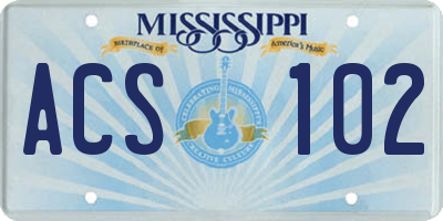 MS license plate ACS102