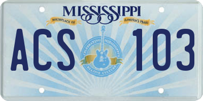MS license plate ACS103