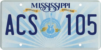 MS license plate ACS105