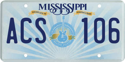 MS license plate ACS106