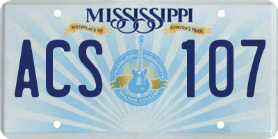 MS license plate ACS107