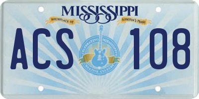 MS license plate ACS108