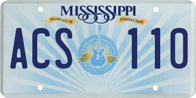 MS license plate ACS110