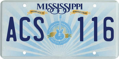 MS license plate ACS116