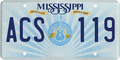 MS license plate ACS119