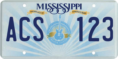 MS license plate ACS123