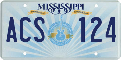 MS license plate ACS124
