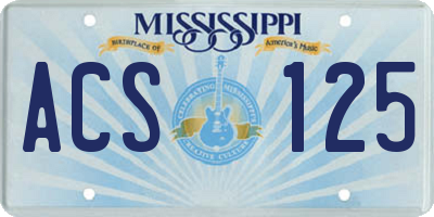 MS license plate ACS125