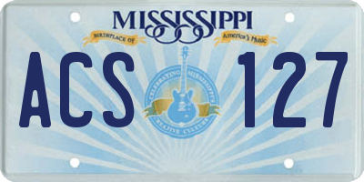 MS license plate ACS127