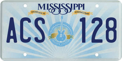MS license plate ACS128