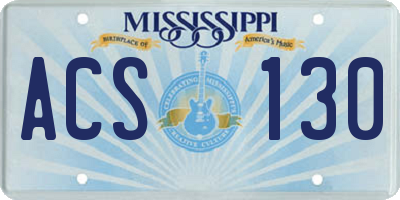 MS license plate ACS130