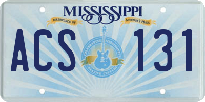 MS license plate ACS131