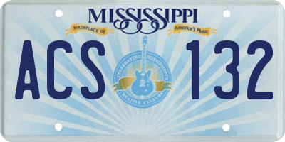 MS license plate ACS132