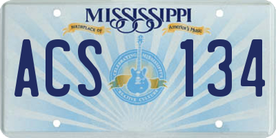 MS license plate ACS134