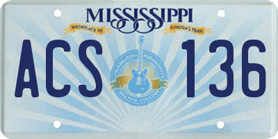 MS license plate ACS136