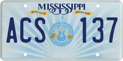 MS license plate ACS137