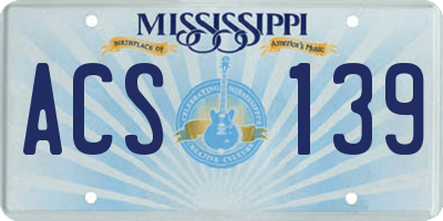 MS license plate ACS139