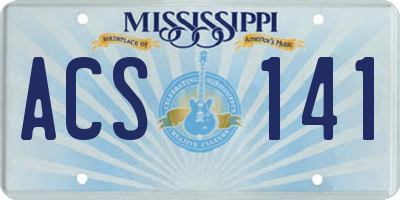 MS license plate ACS141