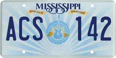 MS license plate ACS142