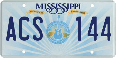 MS license plate ACS144