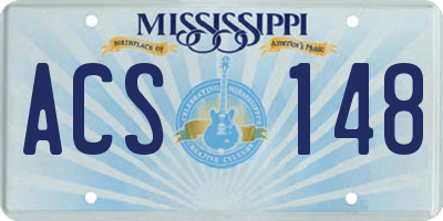 MS license plate ACS148