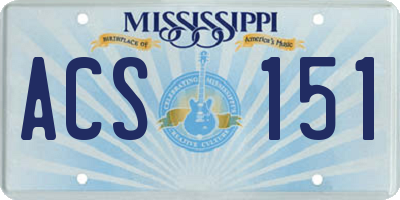 MS license plate ACS151