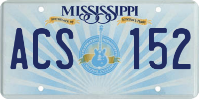 MS license plate ACS152