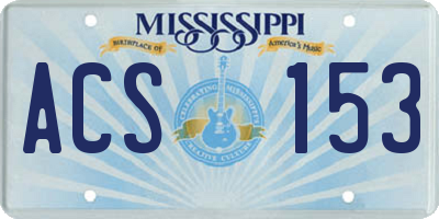 MS license plate ACS153