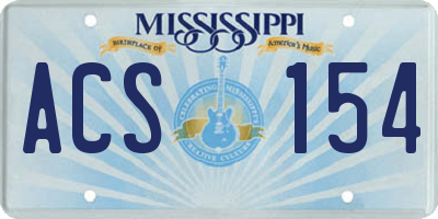 MS license plate ACS154