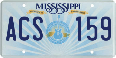 MS license plate ACS159
