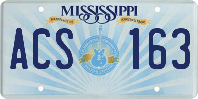 MS license plate ACS163