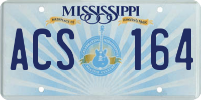 MS license plate ACS164