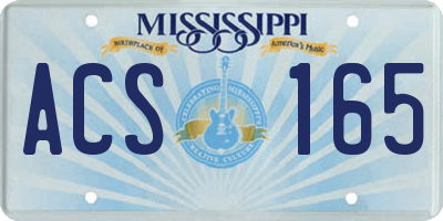 MS license plate ACS165