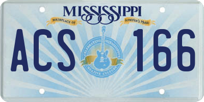 MS license plate ACS166