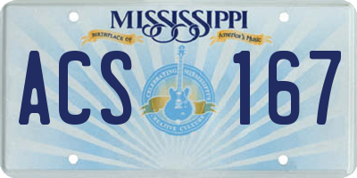 MS license plate ACS167
