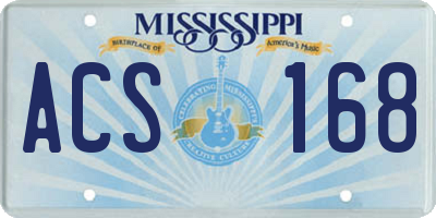 MS license plate ACS168