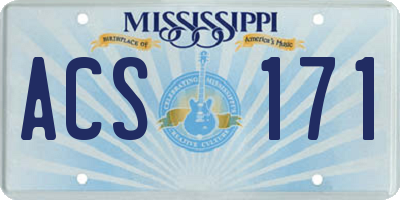 MS license plate ACS171